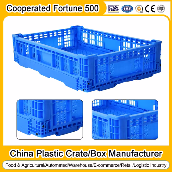 高品質の収納折りたたみ可能および積み重ね可能な固体プラスチック折りたたみ移動フルーツボックス